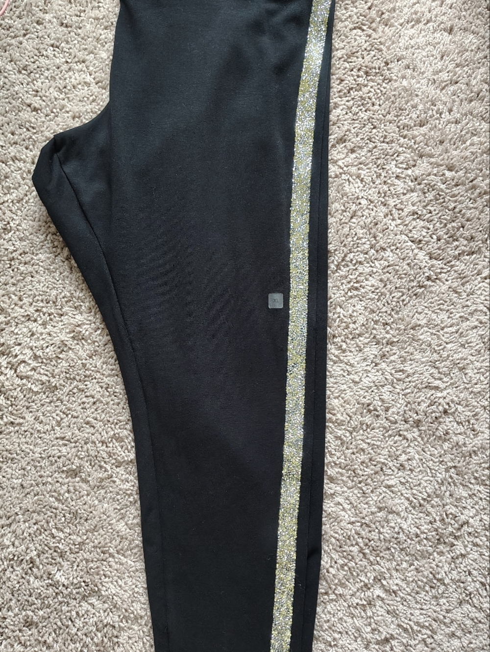 Express Black Cropped Leggings with Sparkle Side Stripe NWT
